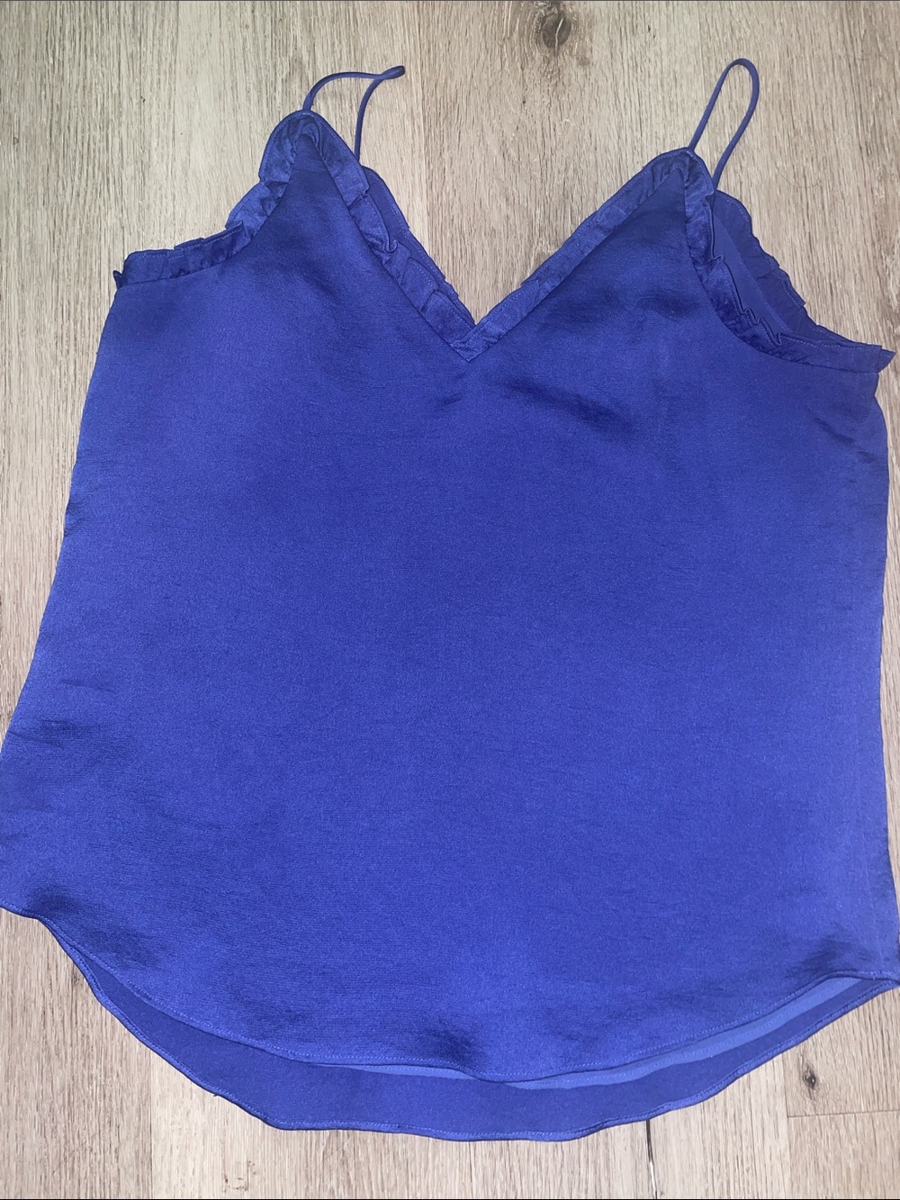 Express Royal Blue Satin Ruffle-Trim Cami | Women’s Medium | Worn Once - Picture 3 of 8